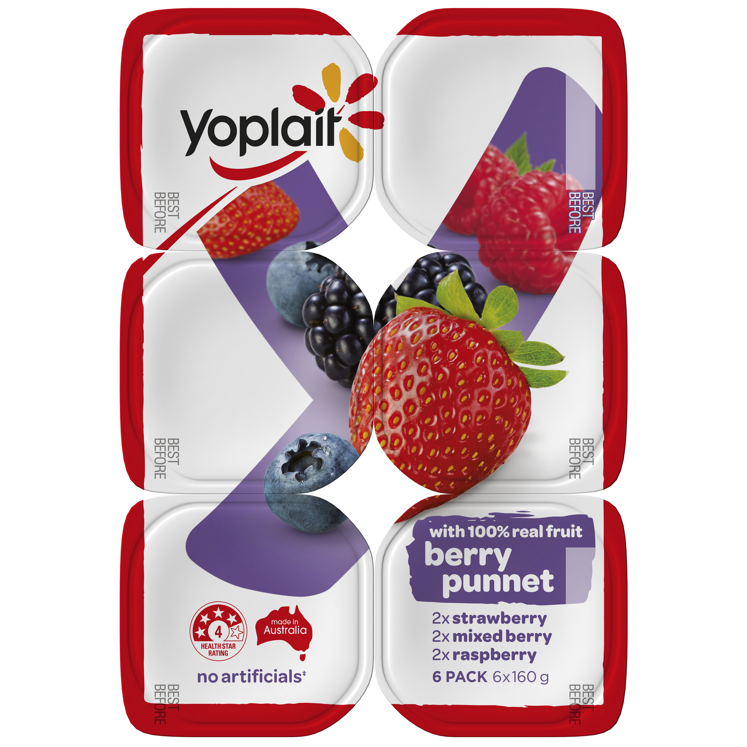 Yoplait Berry Punnet Yoghurt Multipack 6 x 160g pack