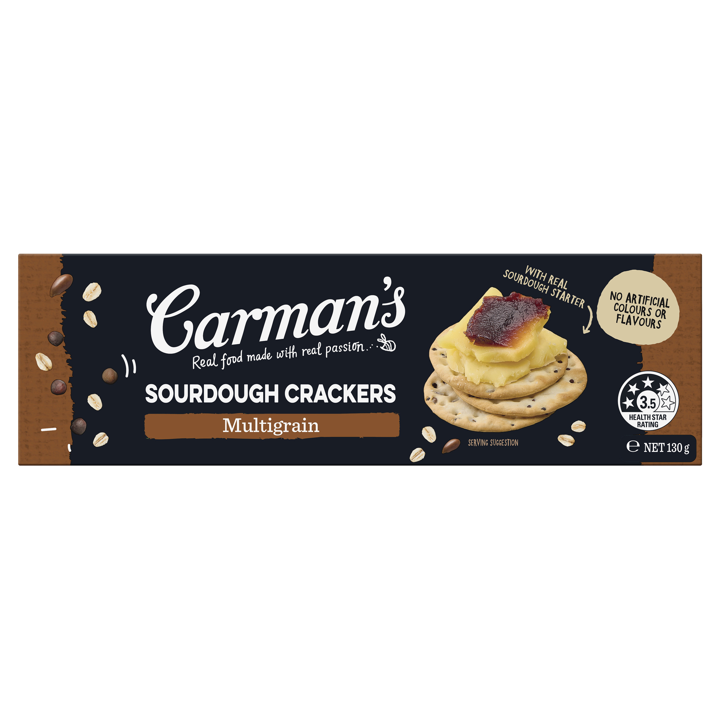 Carman's Sourdough Crackers Multigrain 130g pack