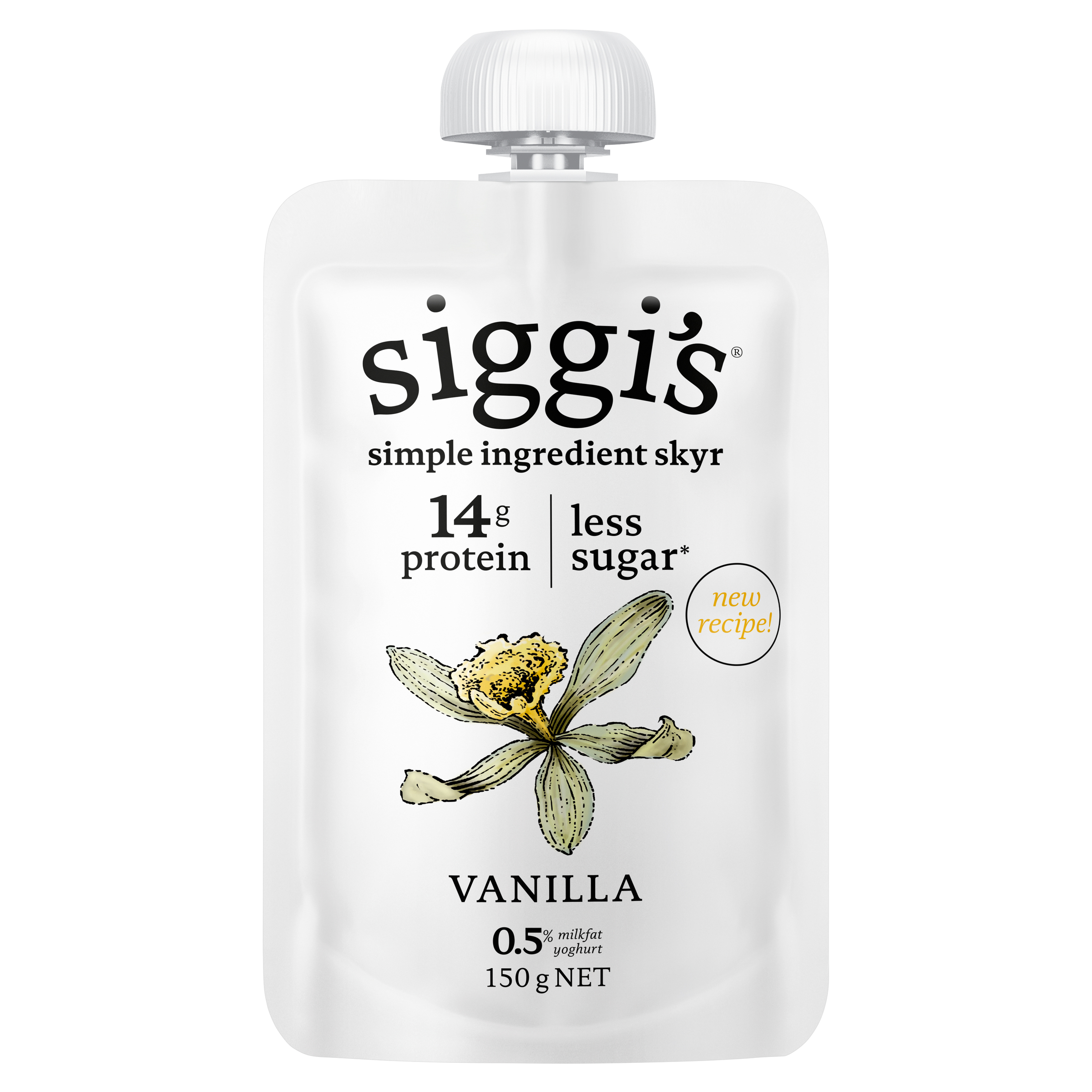siggi's Yoghurt Pouch Vanilla 150 g — Icelandic skyr yoghurt, low calorie high protein