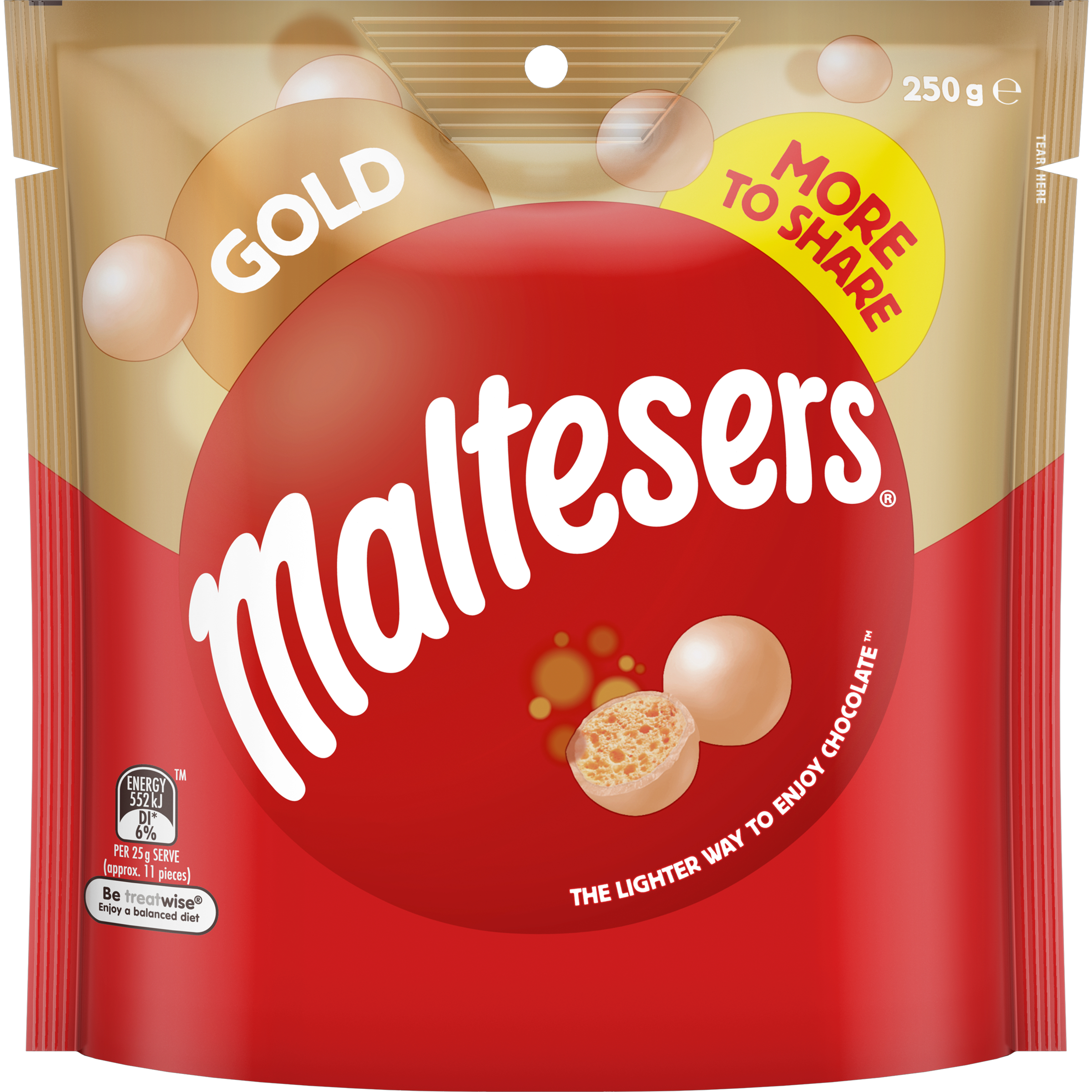 Maltesers Gold Choc Snack & Share Bag 250g pack