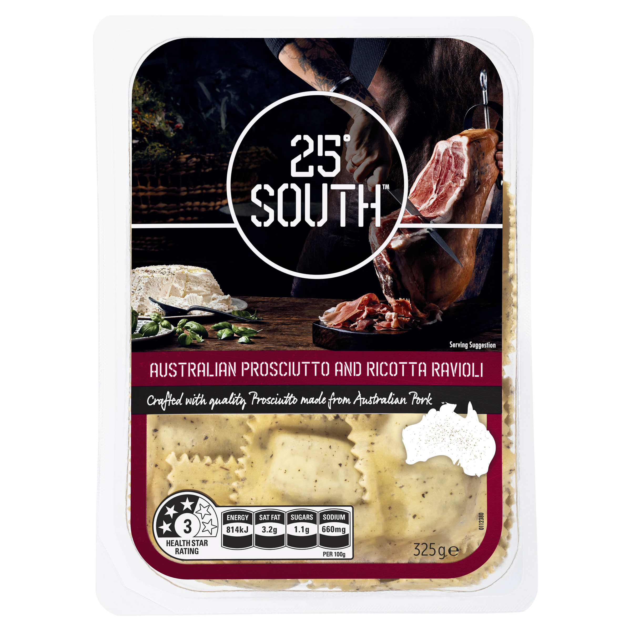 25 Degrees South Australian Prosciutto and Ricotta Ravioli 325g pack