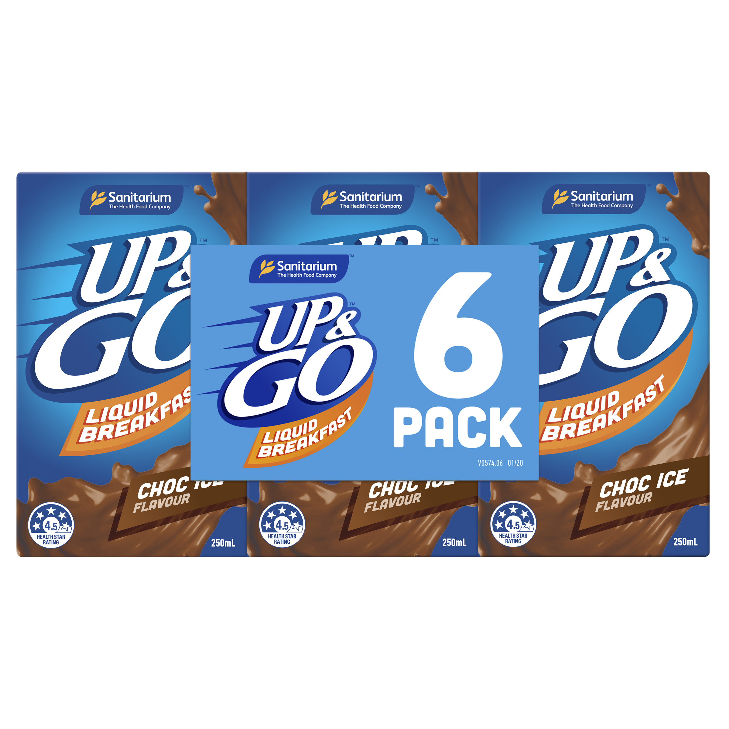UP&GO Liquid Breakfast Choc Ice 6 x 250mL pack