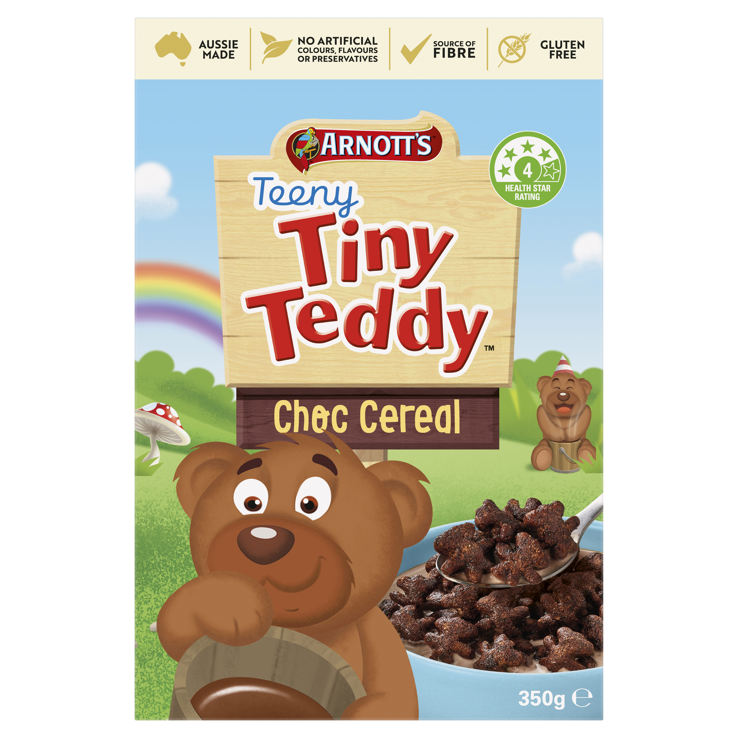 Arnott's Teeny Tiny Teddy Choc Cereal 350g pack