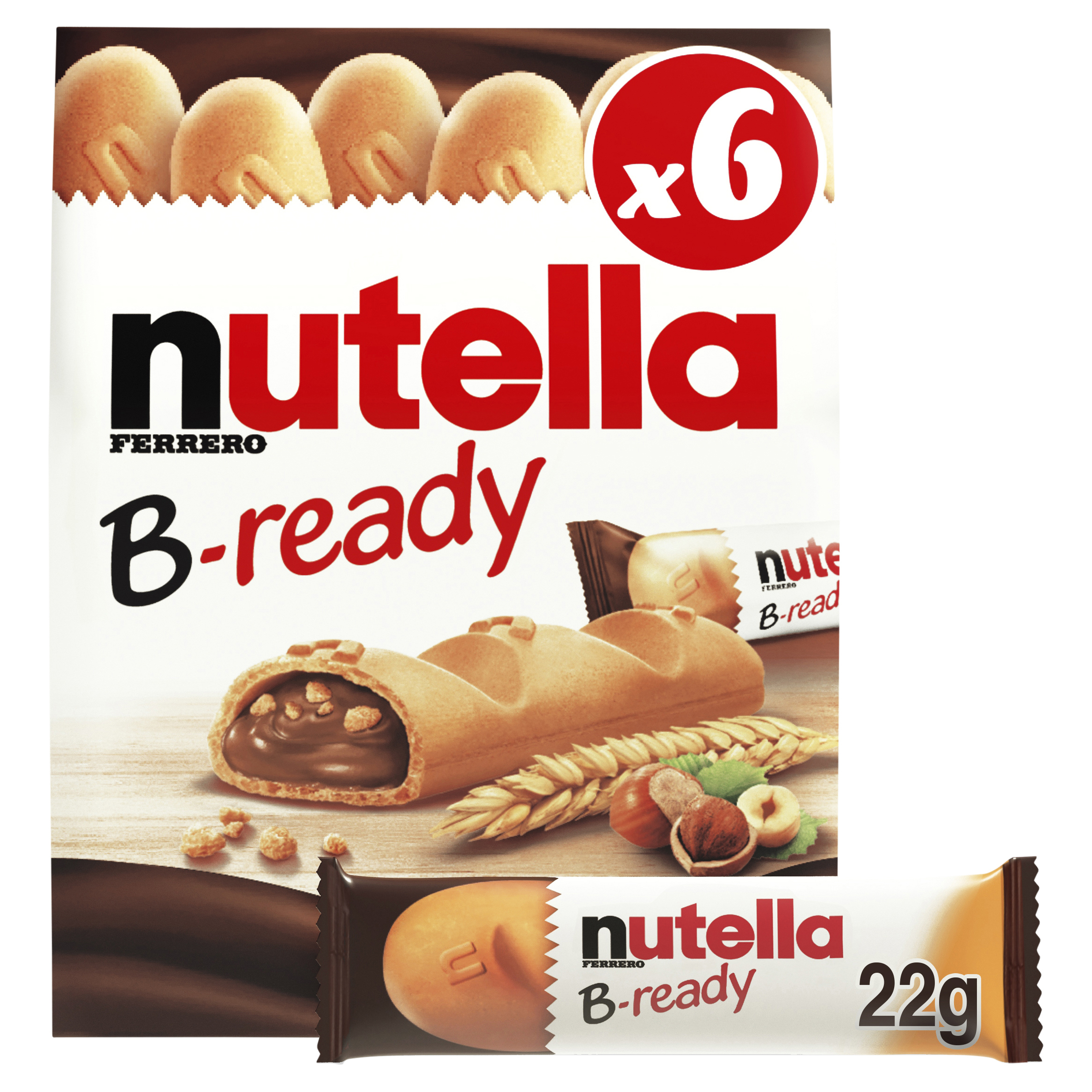Nutella B-ready Wafer Biscuits Multipack 6 Bars (22g each) pack
