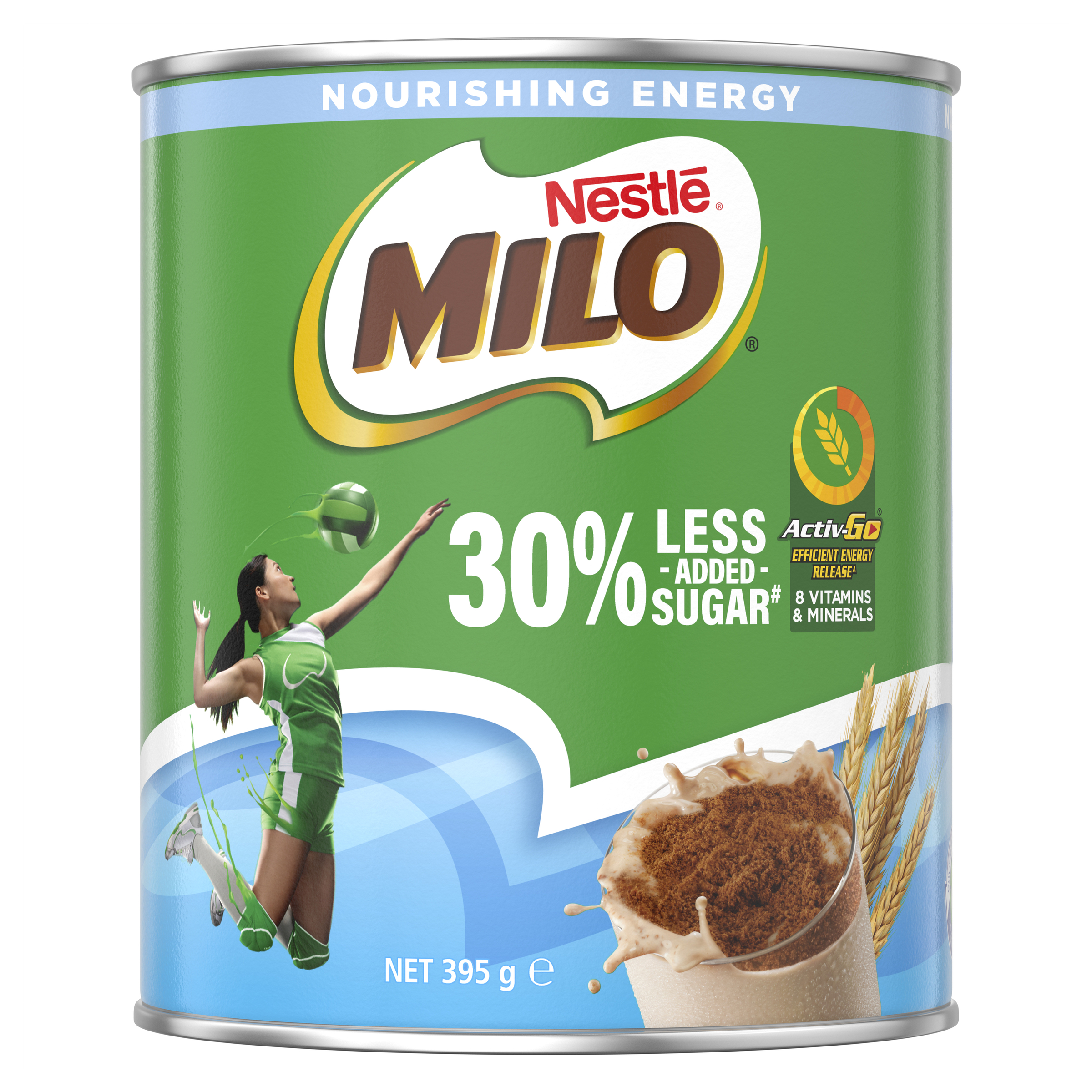 MILO® 30% Less Added Sugar Choc Malt Powder Drink 395g pack