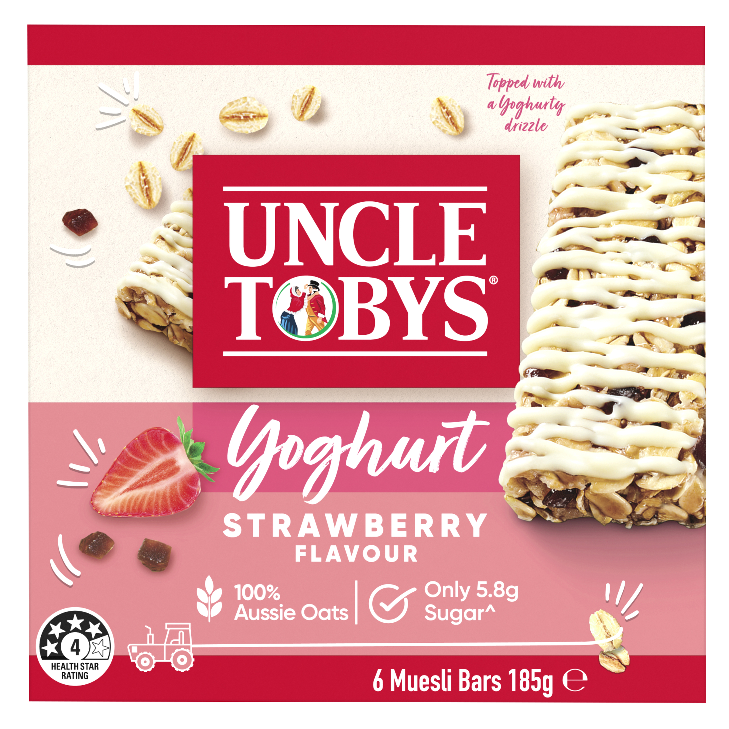 UNCLE TOBYS Muesli Bars Yoghurt Strawberry x6 185g pack