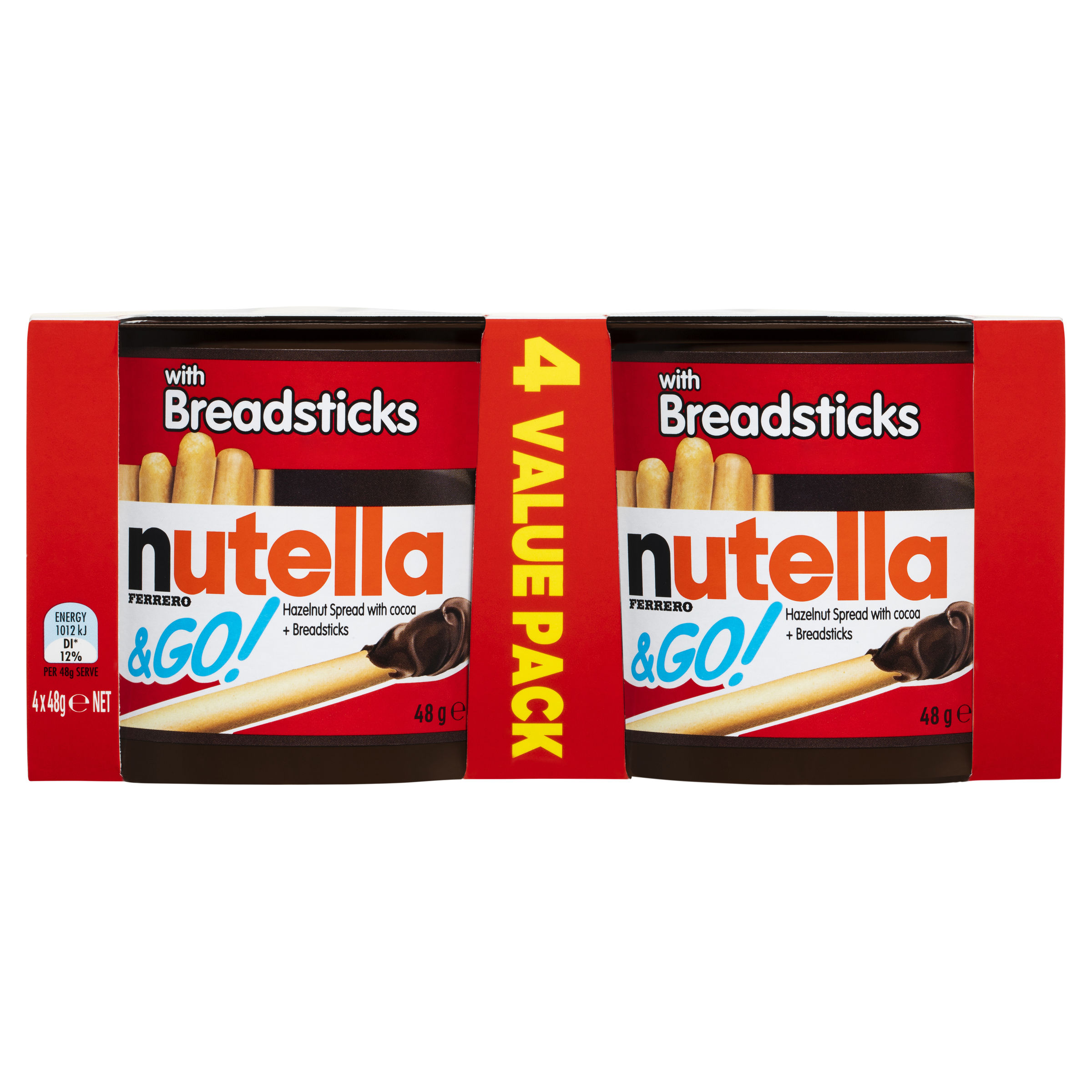 Nutella & GO! Hazelnut Chocolate Spread with Breadsticks 48g Value Pack pack