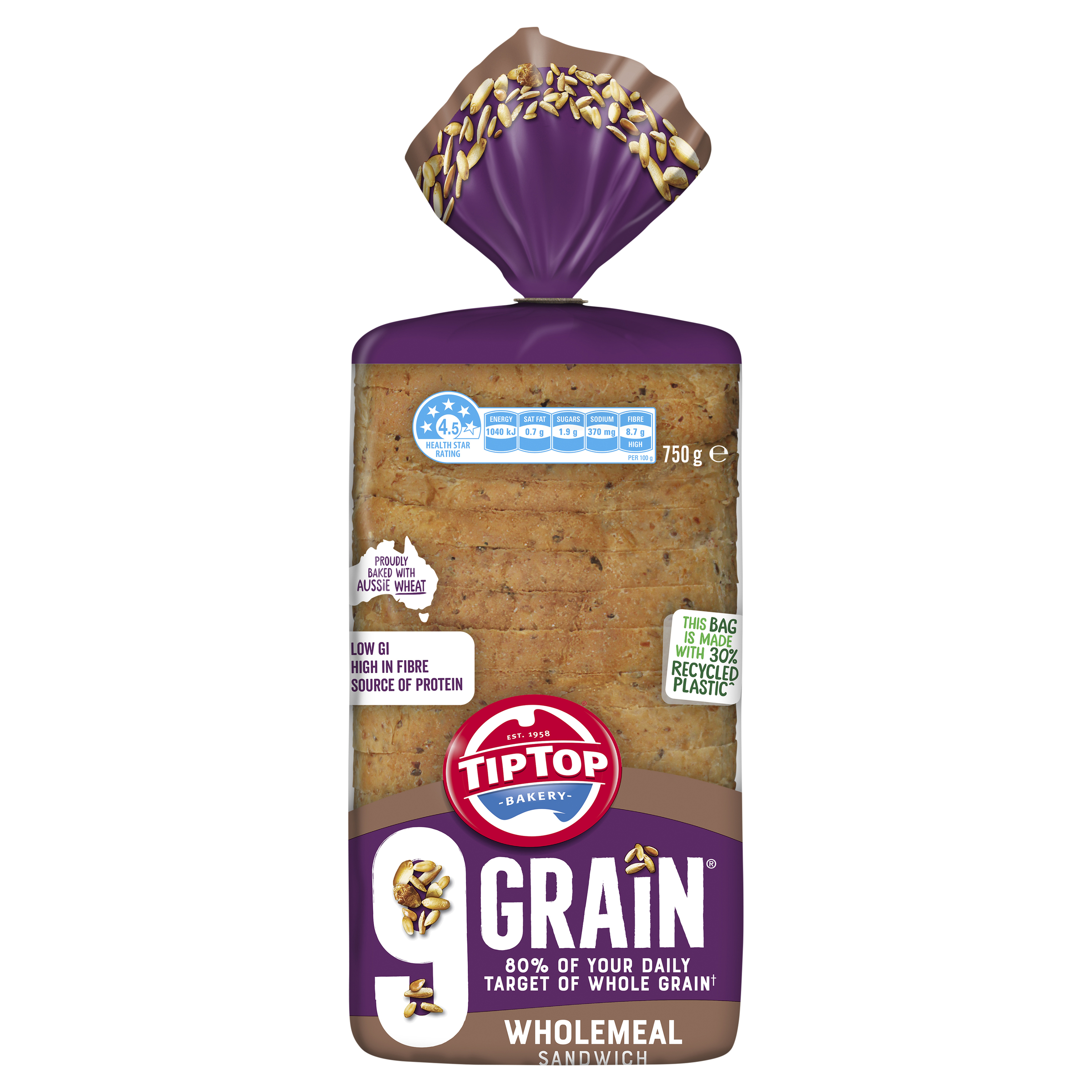 Tip Top® 9 Grain® Wholemeal Sandwich 750g pack