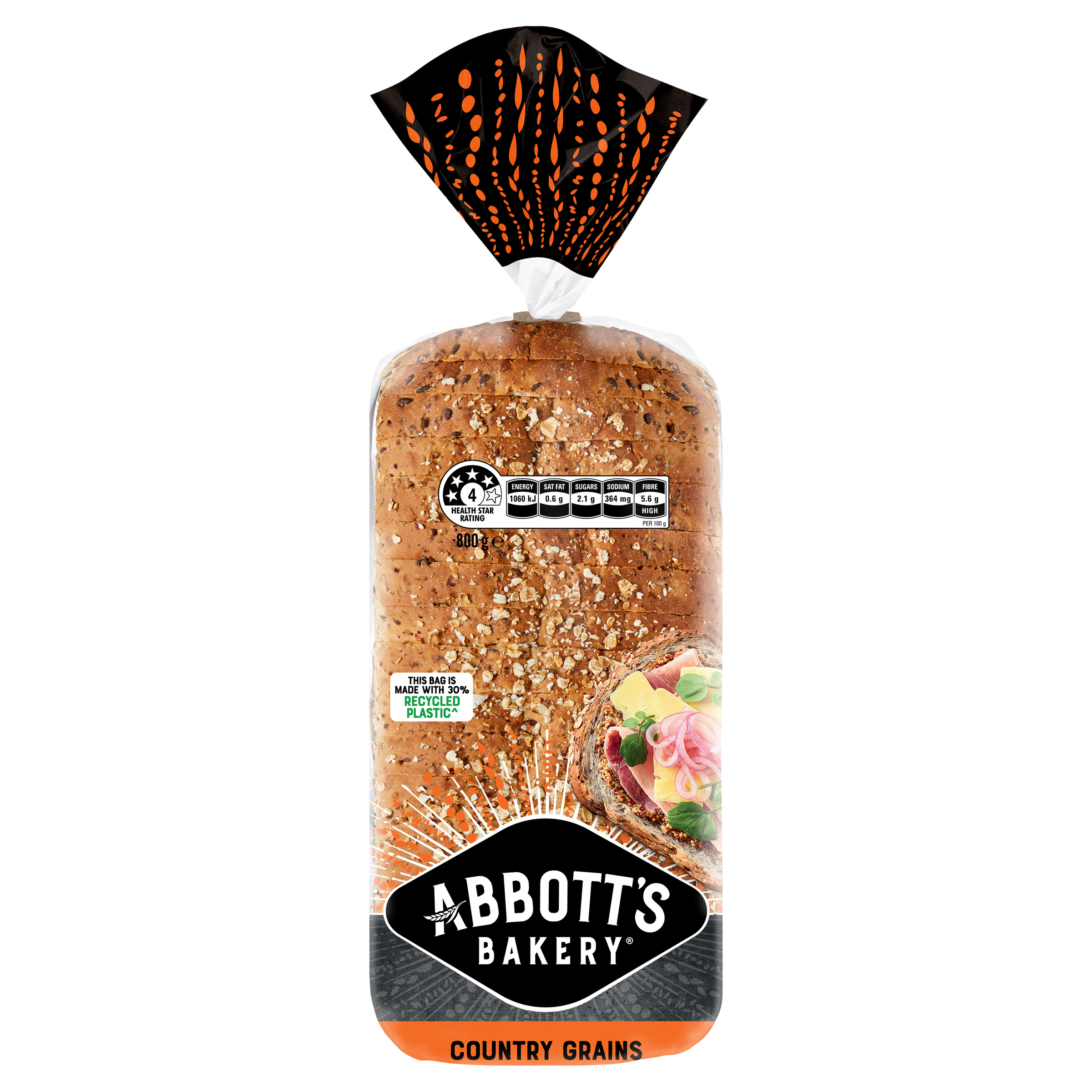 Abbott's Bakery Country Grains Bread 800g e pack