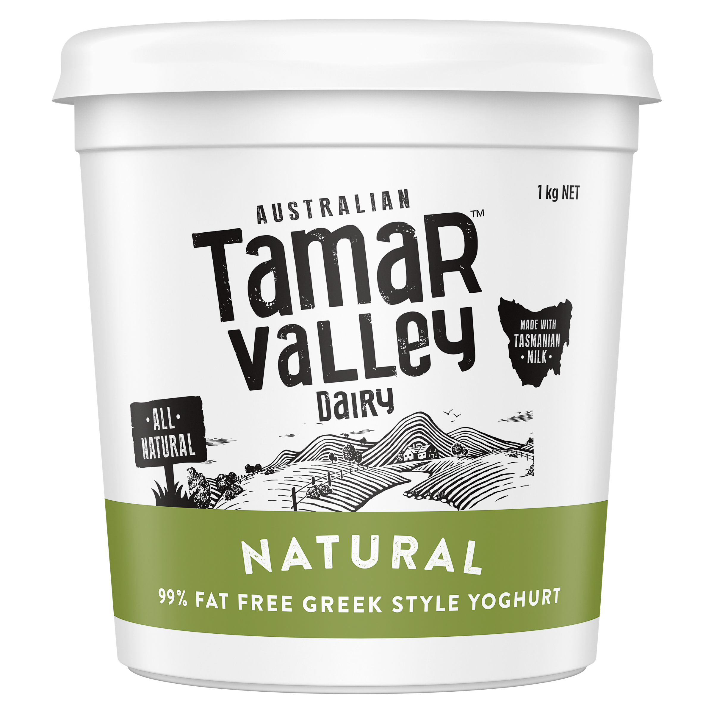 Tamar Valley Dairy Natural 99.85% Fat Free Yoghurt 1kg — additive-free, seed oil free yoghurt Australia