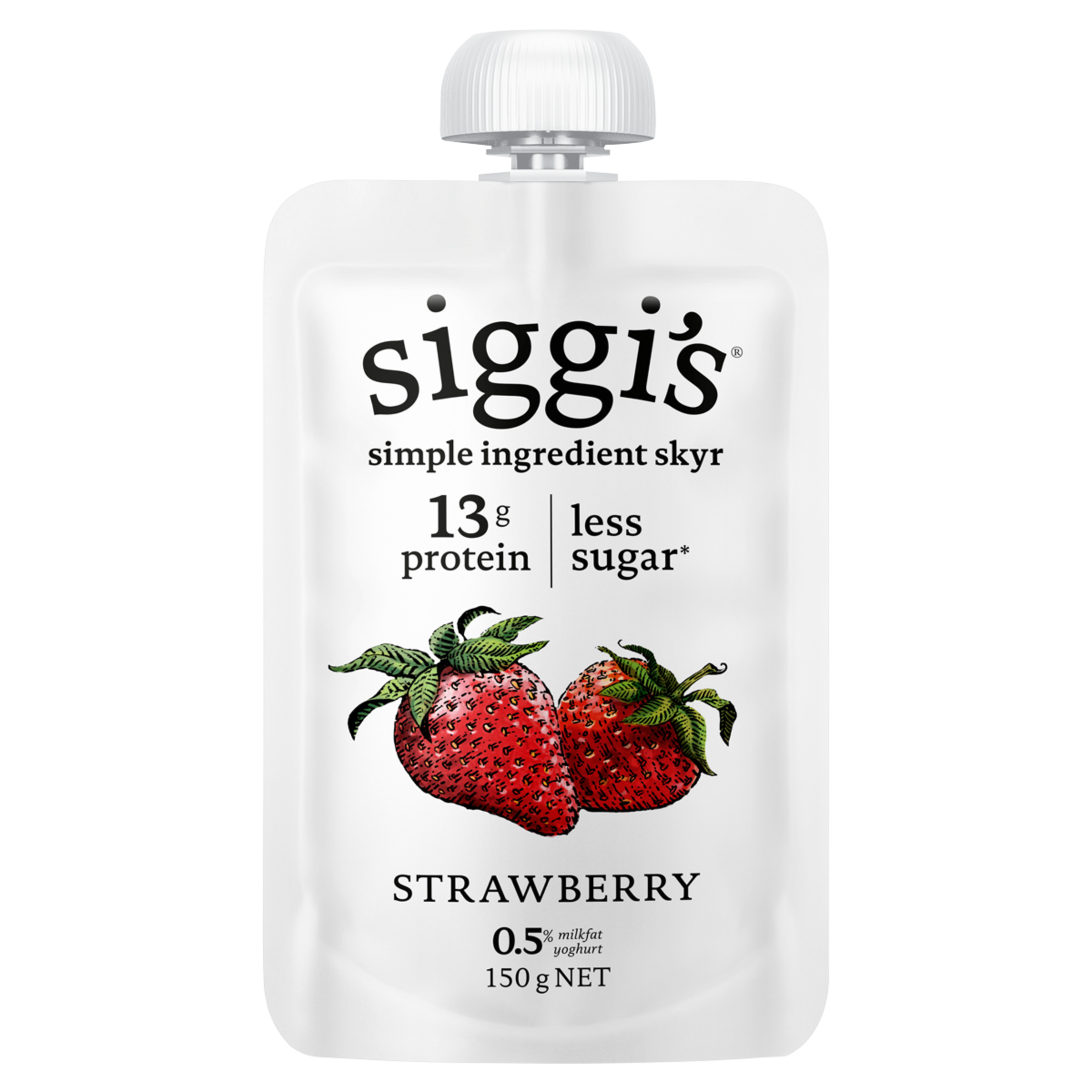 siggi's Yoghurt Pouch Strawberry 150 g — Icelandic skyr yoghurt, high protein