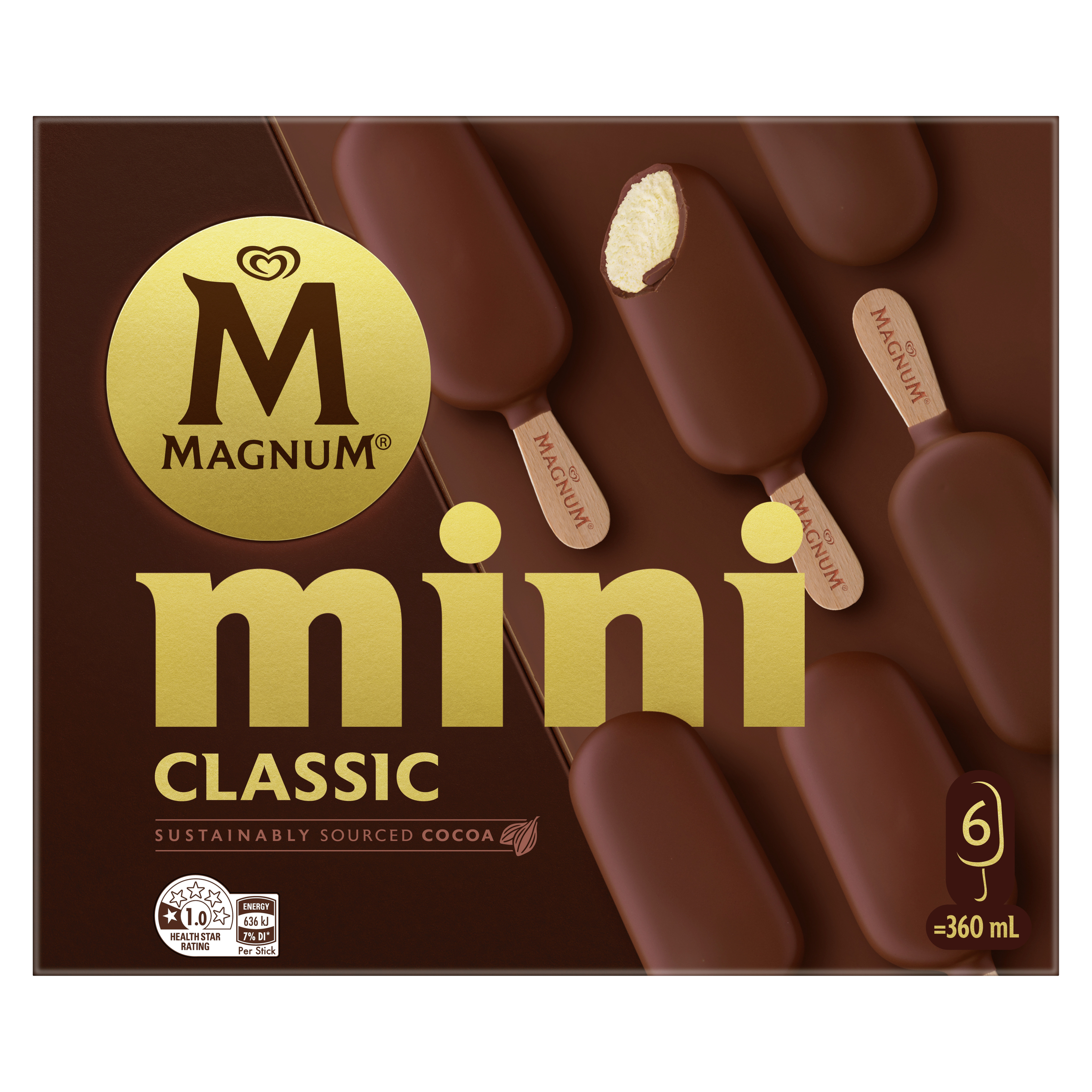Magnum Mini Classic Ice Cream Sticks 6 x 60ml pack