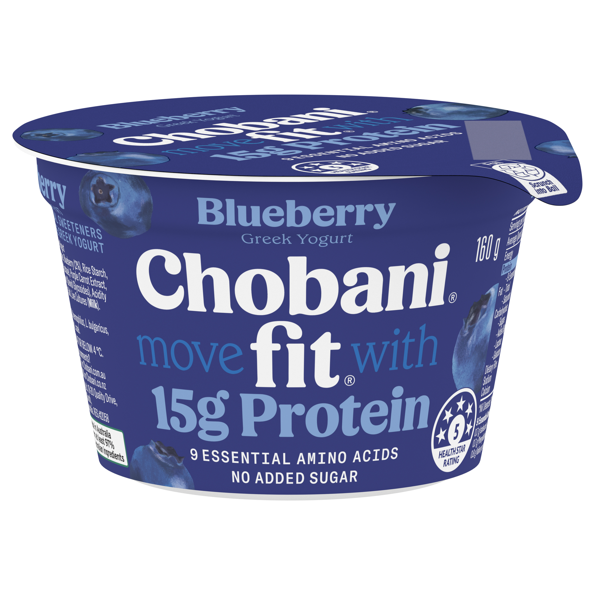 Chobani Fit High Protein Greek Yogurt Blueberry 160g pack