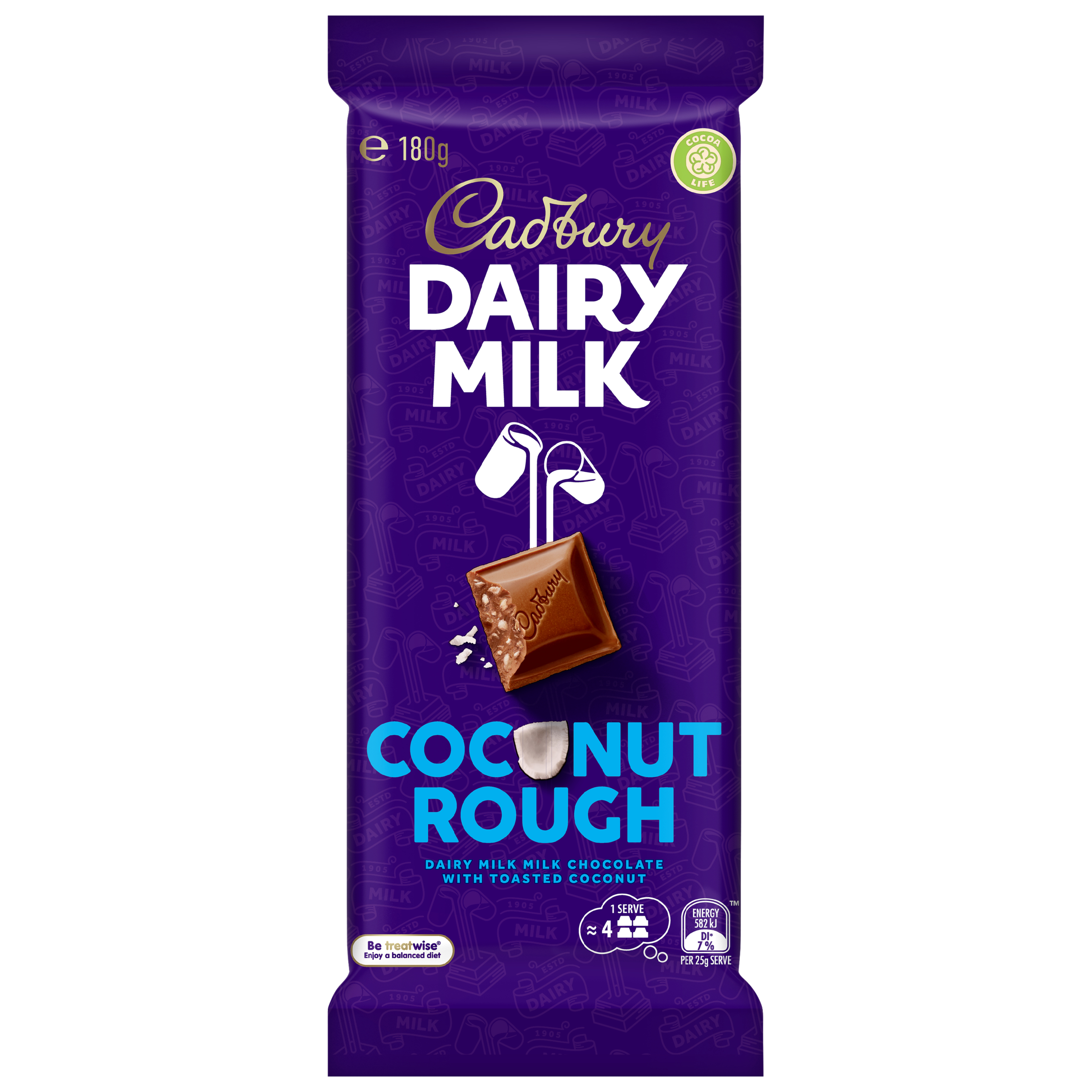 Cadbury Dairy Milk Coconut Rough Chocolate Block 180g pack