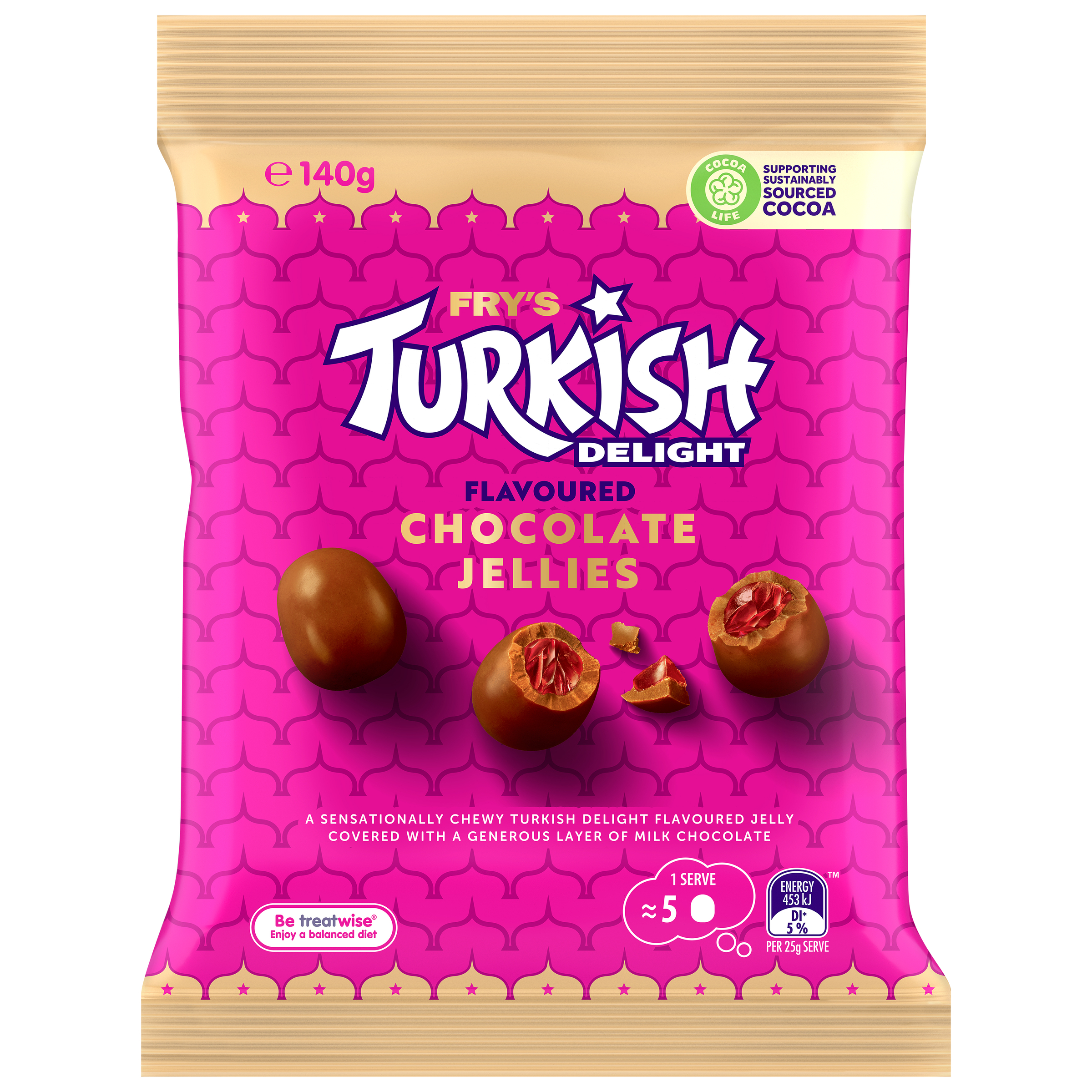 Cadbury Fry's Turkish Delight Milk Chocolate Bites Snack & Share 140g pack