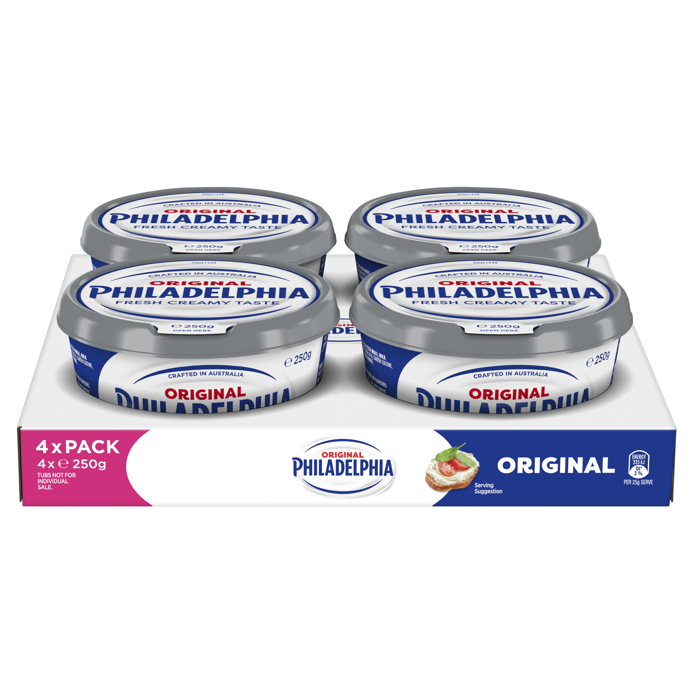Philadelphia Original Cream Cheese 4 Pack 250g pack