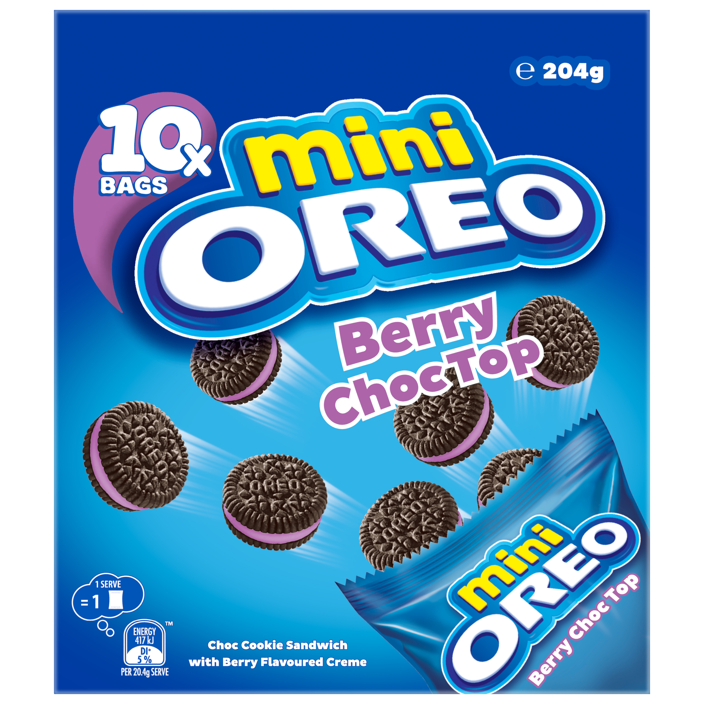 Oreo Mini Berry Choc Top Cookie Sandwich 10 Pack pack