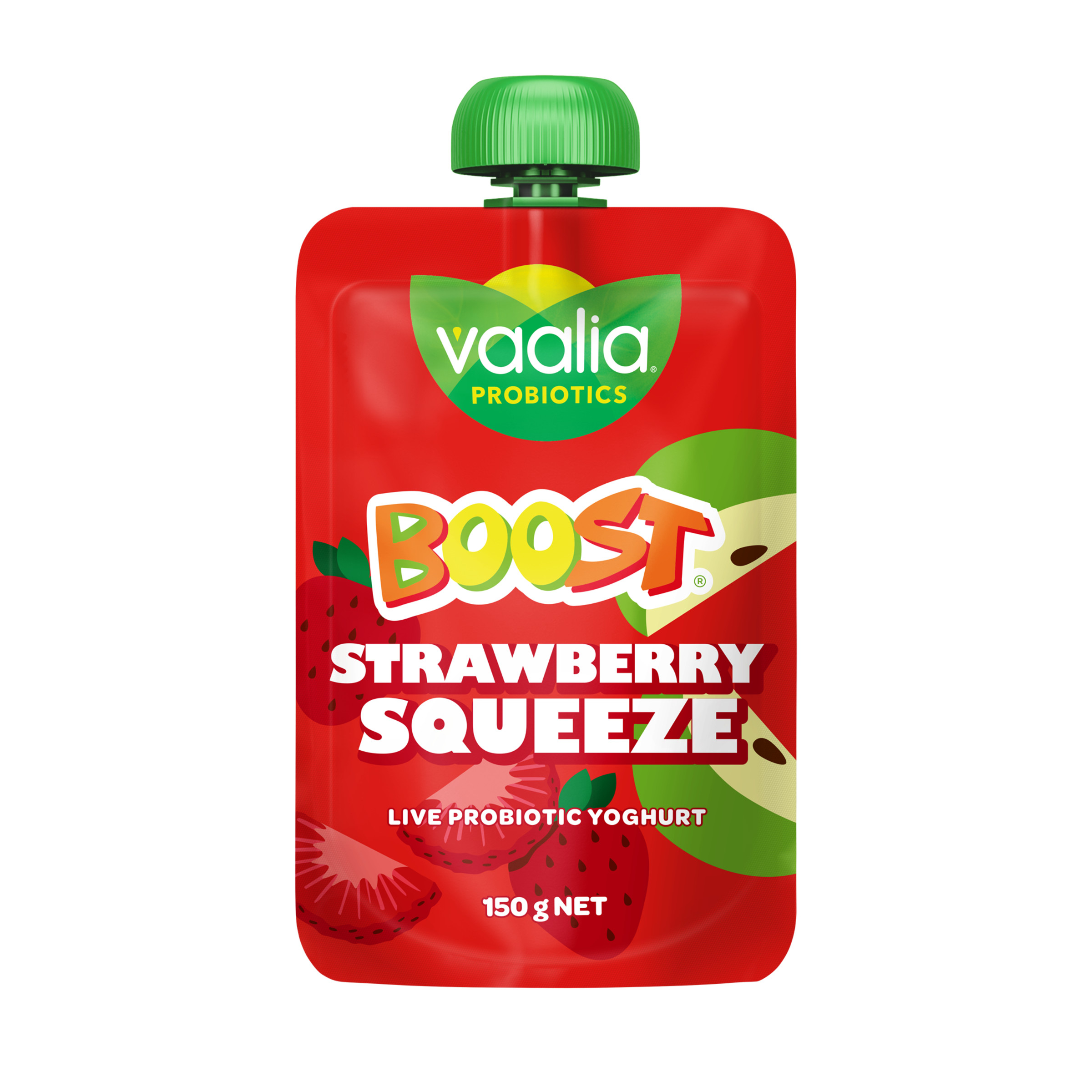 Vaalia Boost Strawberry Squeeze Yoghurt Pouch 150g pack