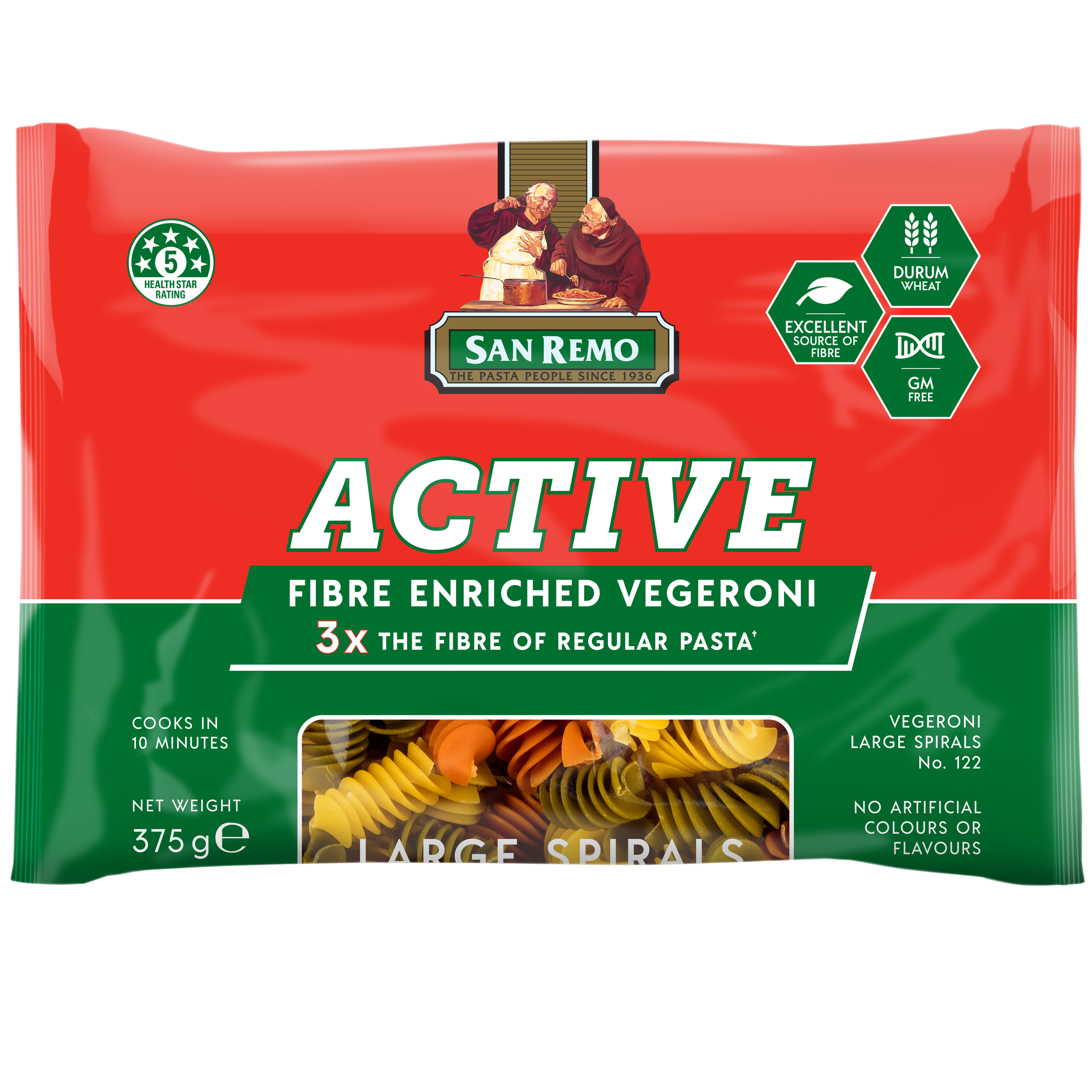 San Remo Active Vegeroni Large Spirals 375g pack