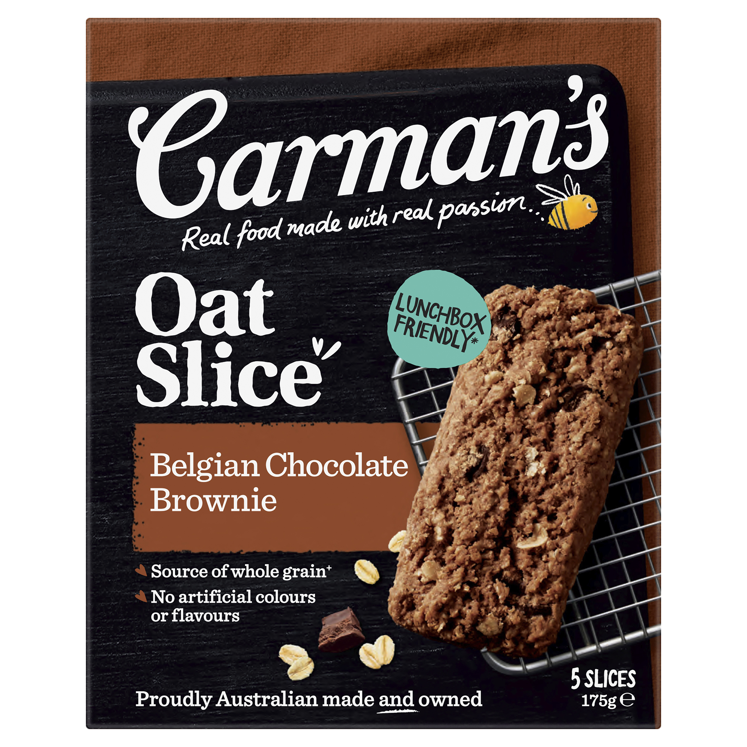 Carman's Oat Slice Belgian Chocolate Brownie 5 Pack 175g pack