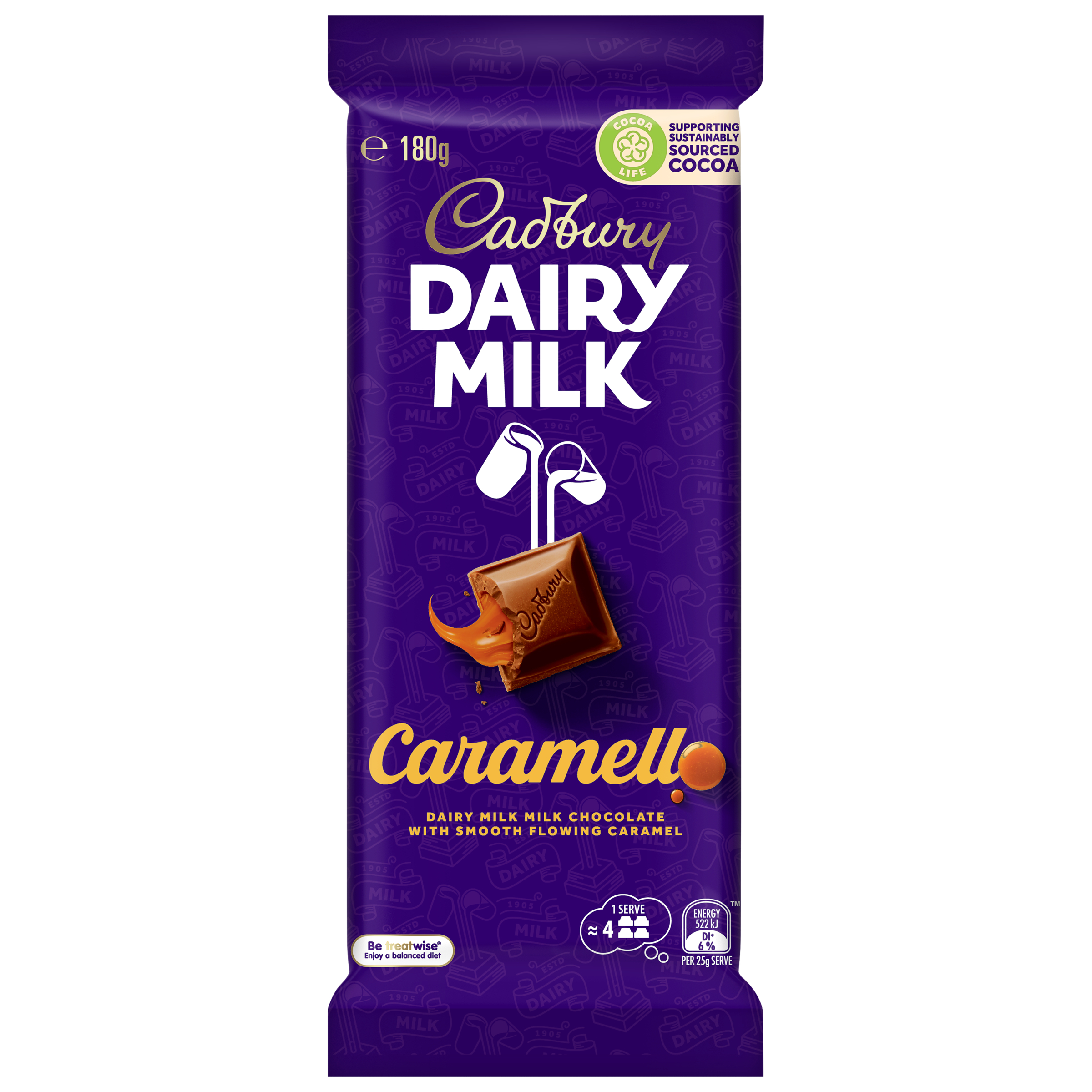Cadbury Dairy Milk Caramello milk chocolate block 180g pack