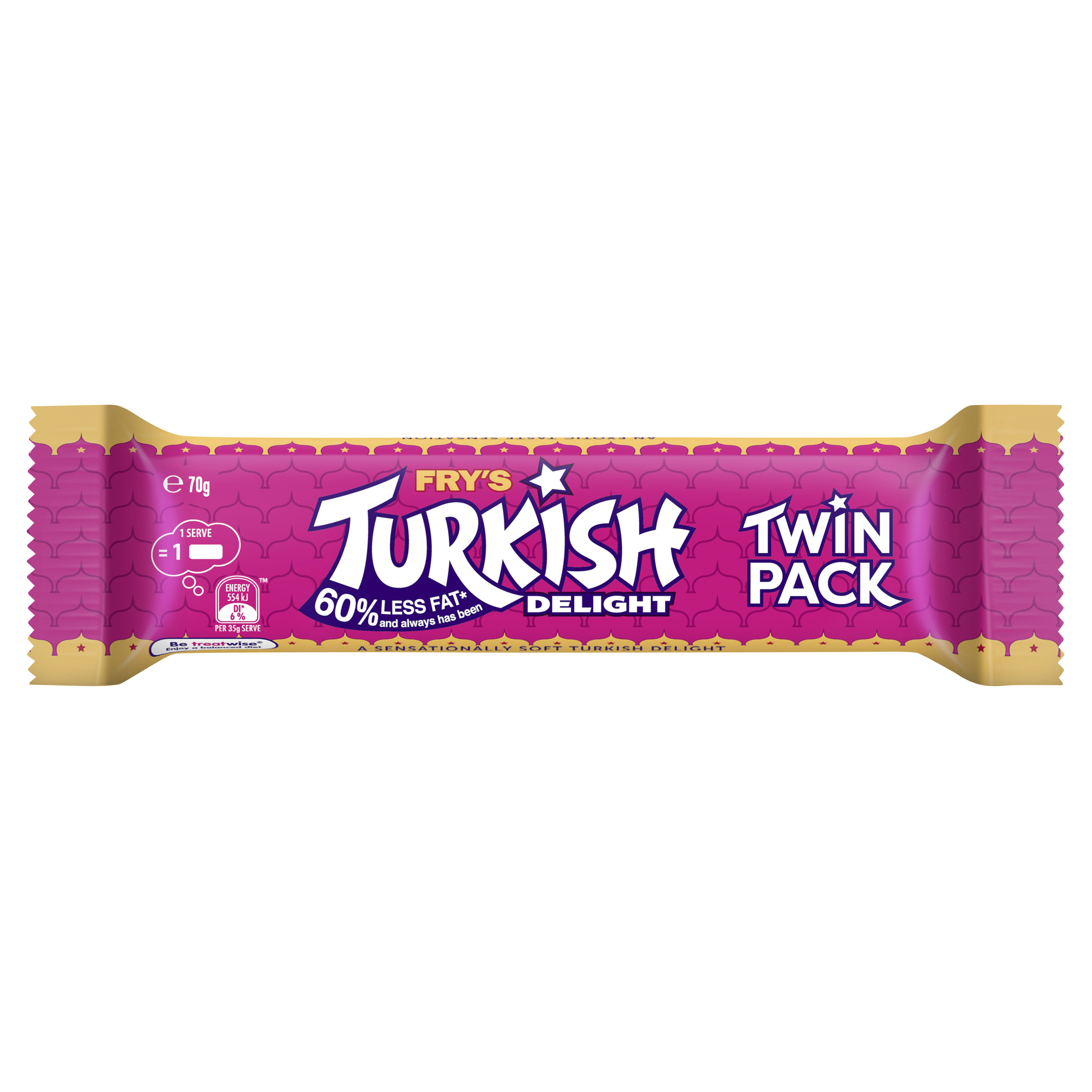 Cadbury Fry's Turkish Delight Twin Pack Milk Chocolate Bar 70g pack