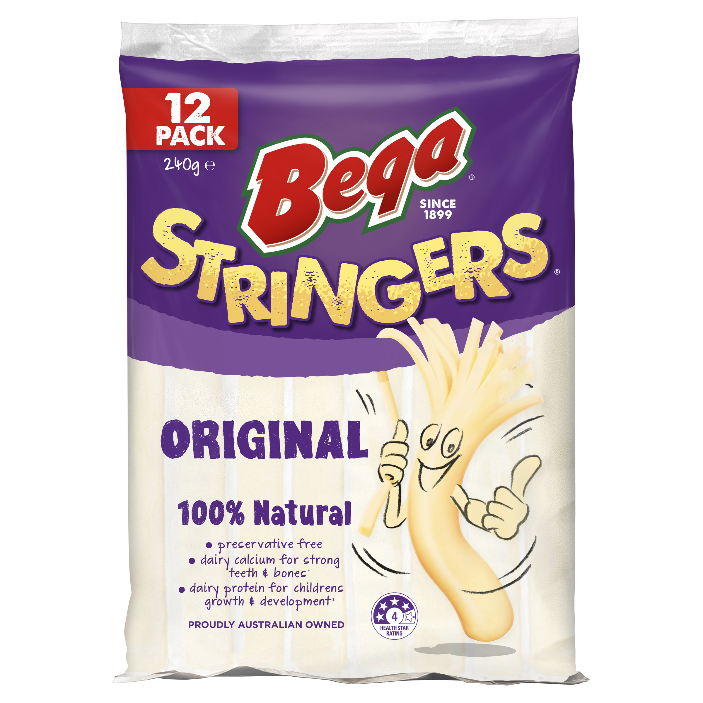 Bega Stringers Mozzarella Cheese Snack| 12 Pack | 240g pack