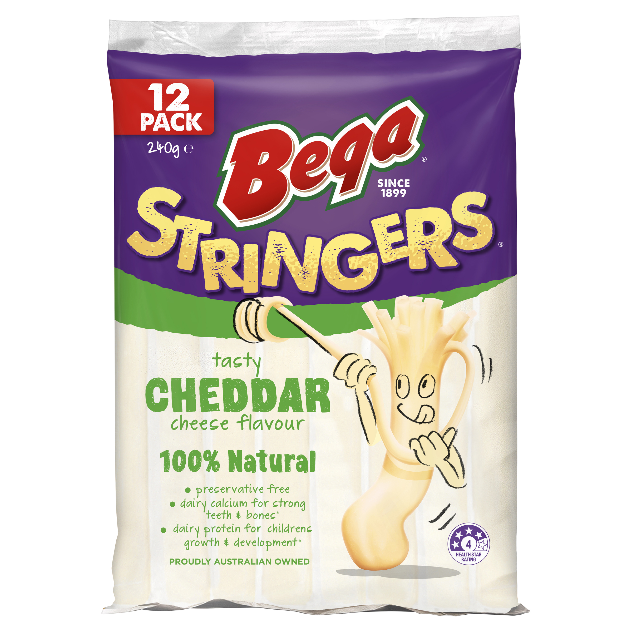 Bega Stringers Cheddar Cheese Snack | 12 Pack | 240g pack