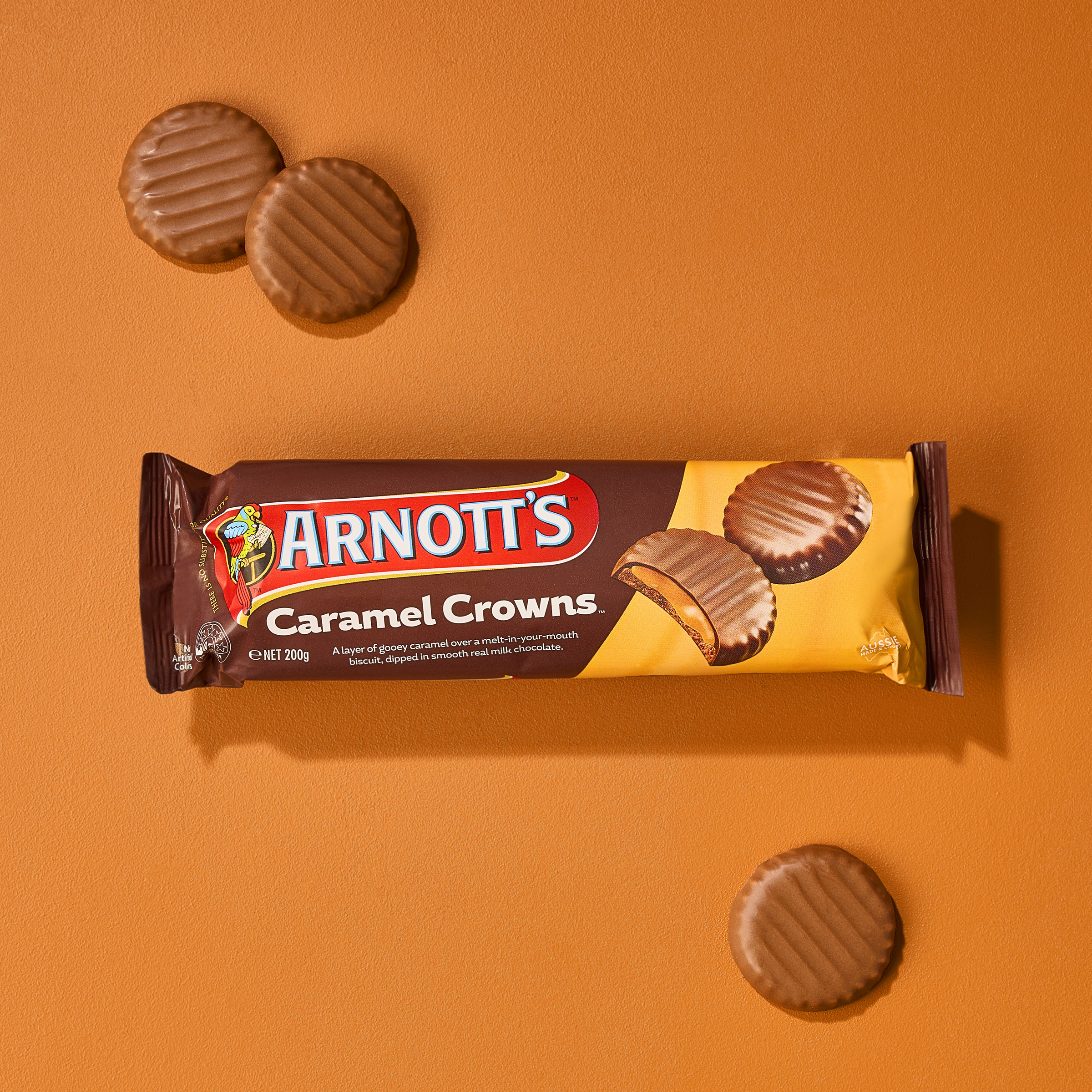Arnott's Caramel Crowns Chocolate Biscuits 200g pack