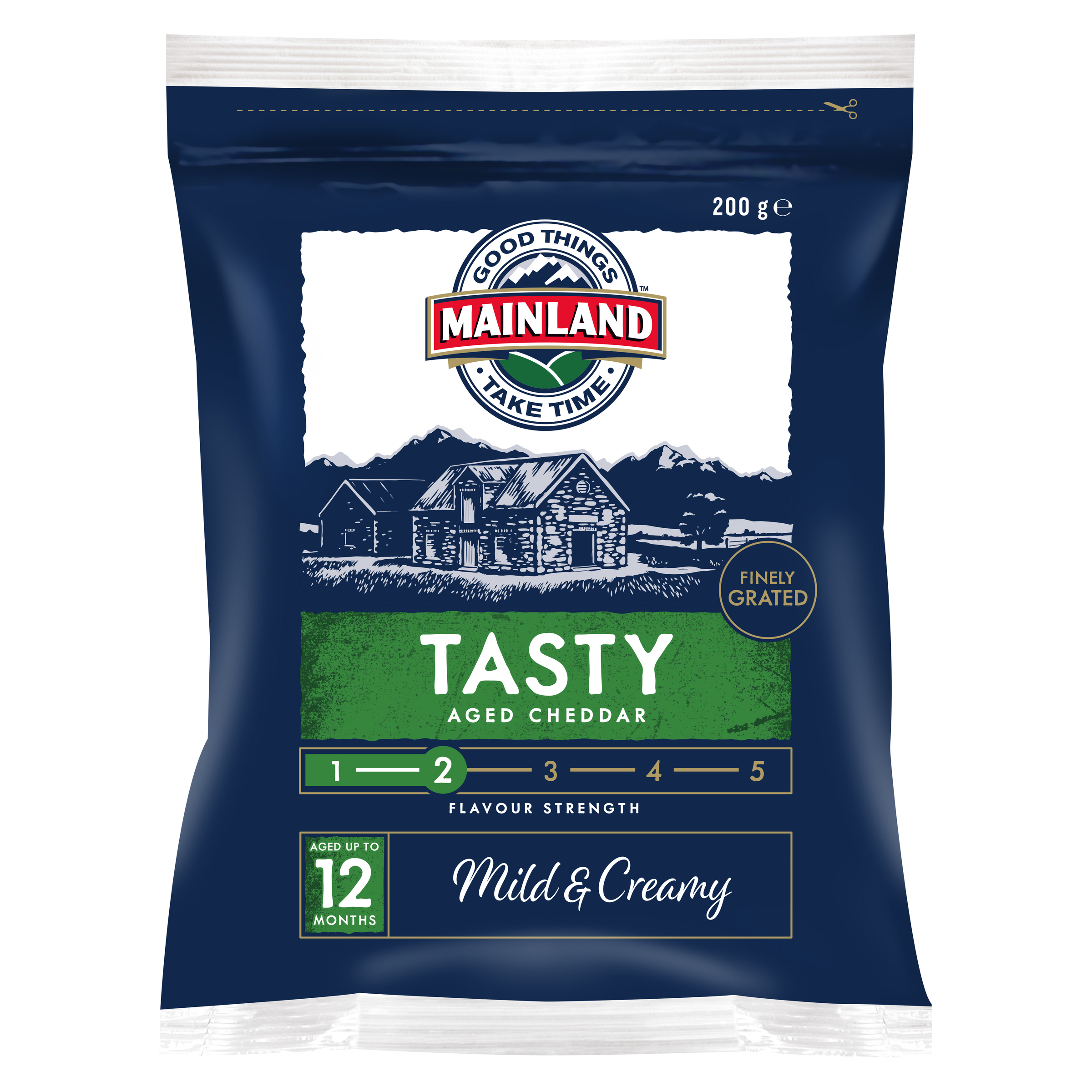 Mainland Finely Grated Tasty Aged Cheddar Cheese 200g pack