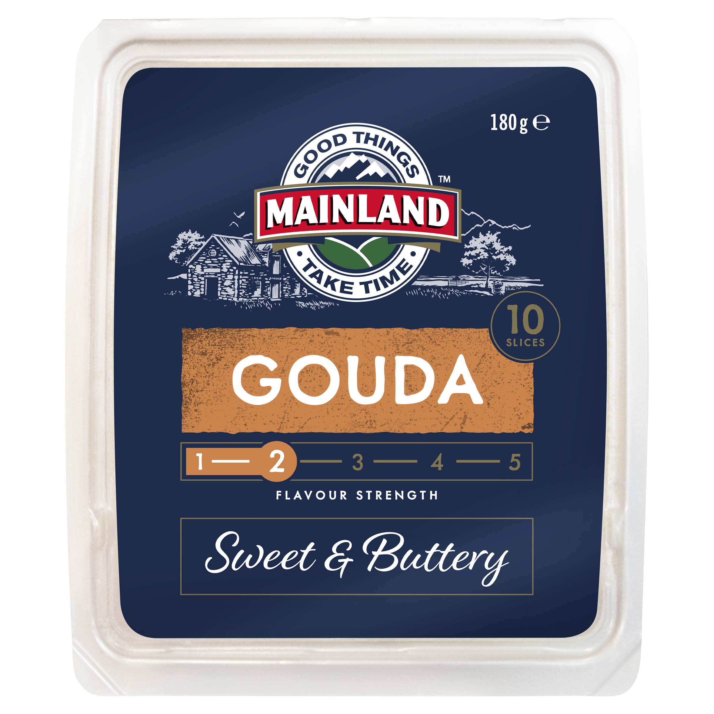 Mainland Gouda Natural Cheese Slices 10 Gouda Slices 180g pack