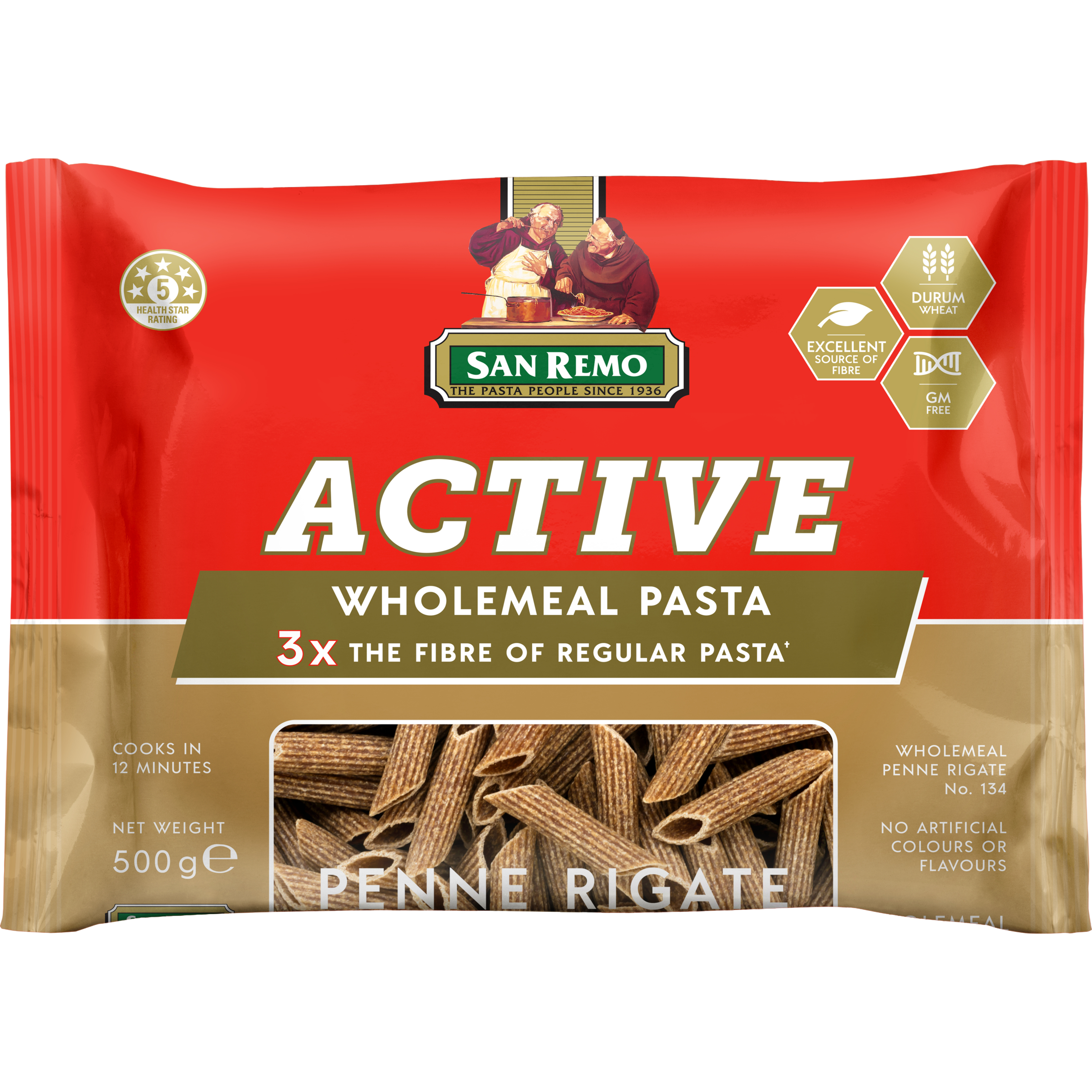 San Remo Active Wholemeal Penne 500g pack