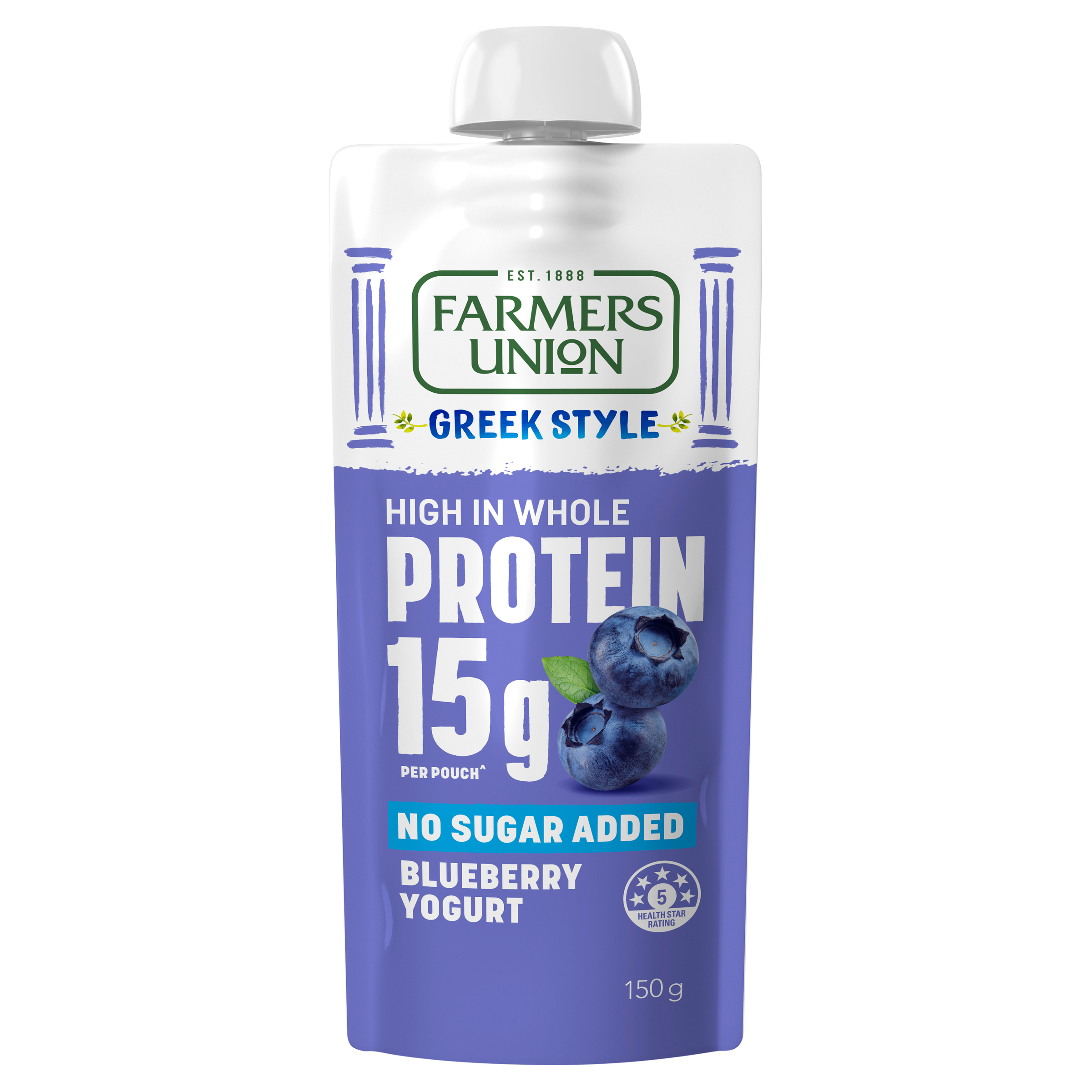 Farmers Union Greek Style High Protein Blueberry Yogurt Pouch 150g pack
