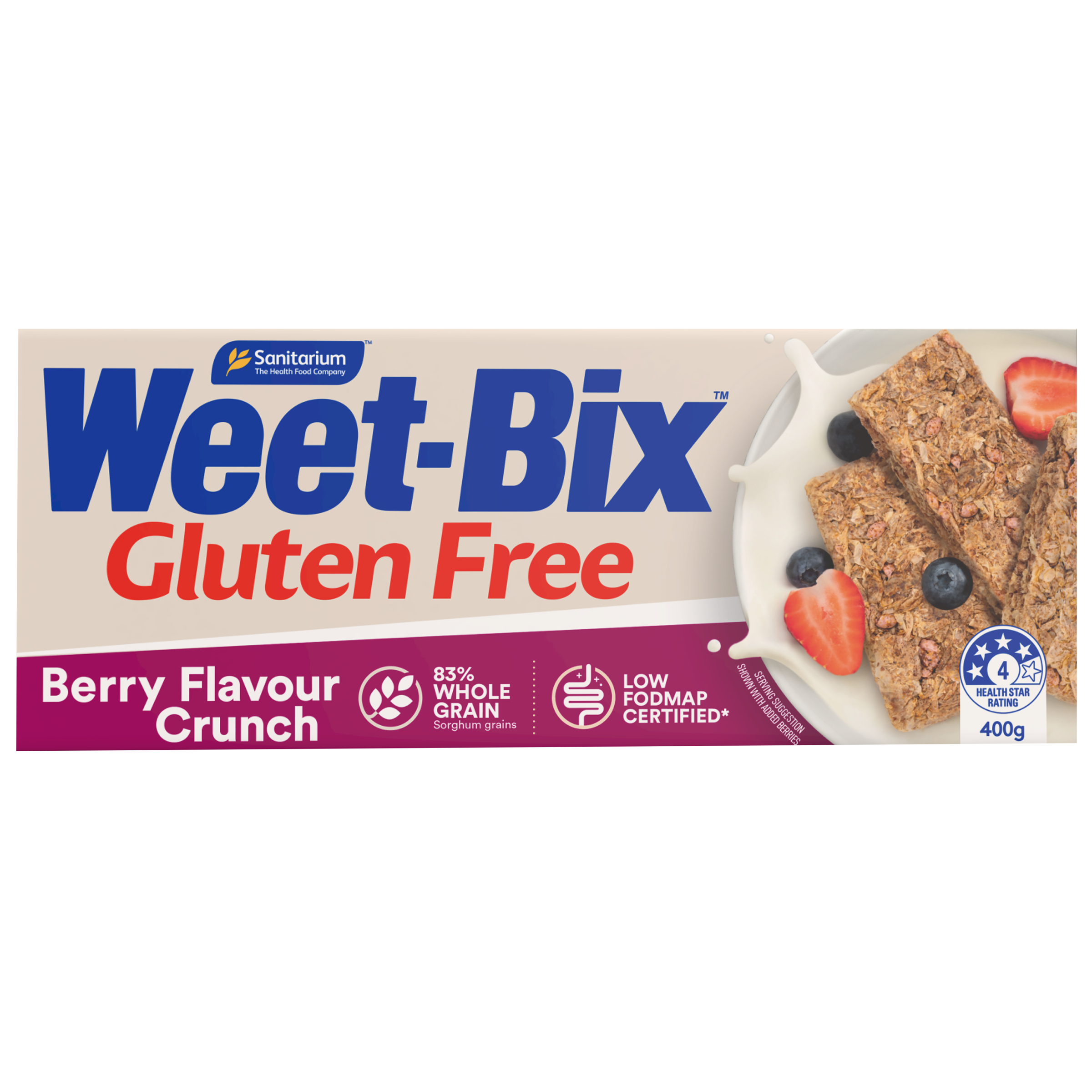 Weet-Bix Gluten Free Berry Flavour Crunch Breakfast Cereal 400g pack
