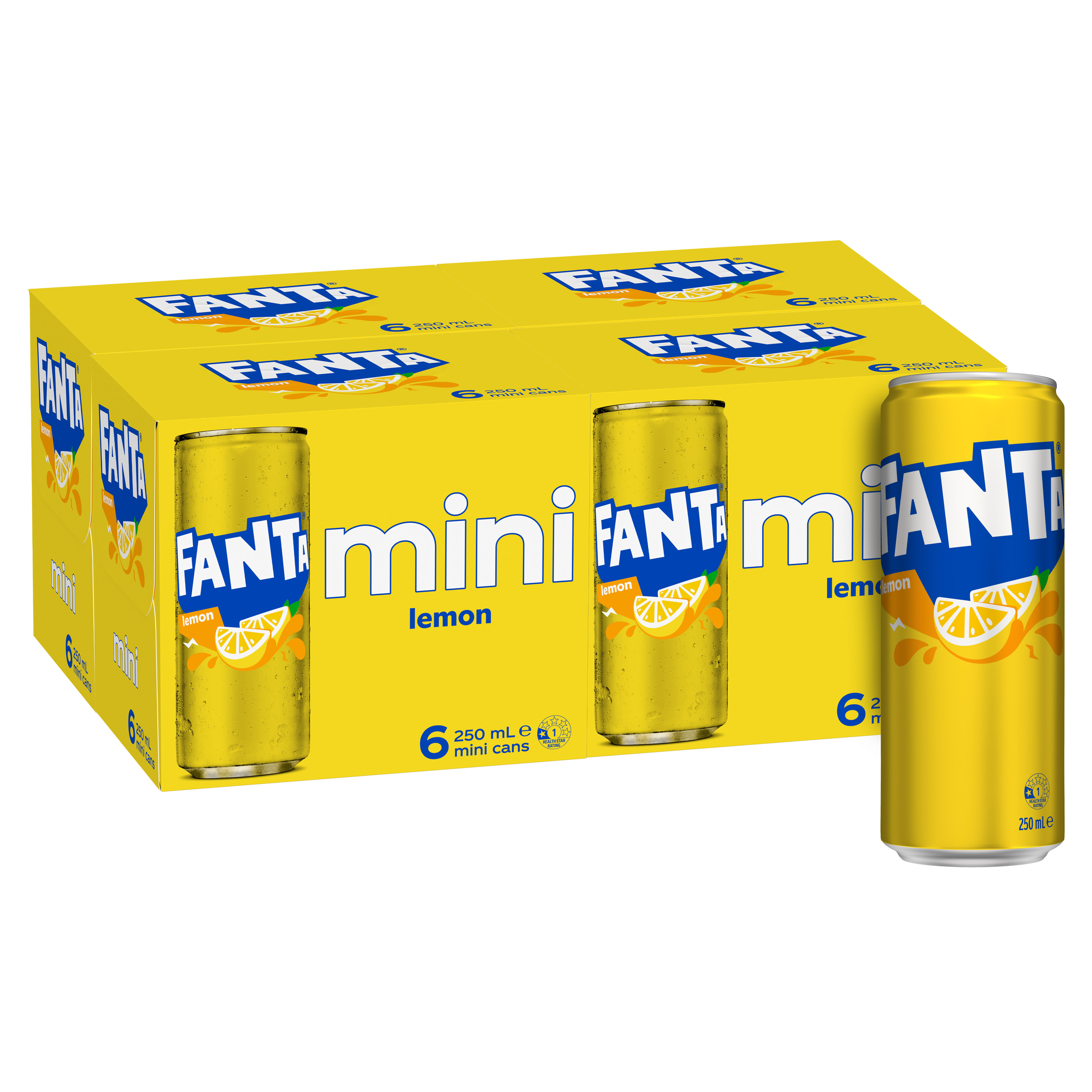 Fanta Lemon Mini Soft Drink Multipack Cans 4 x 6 x 250mL pack