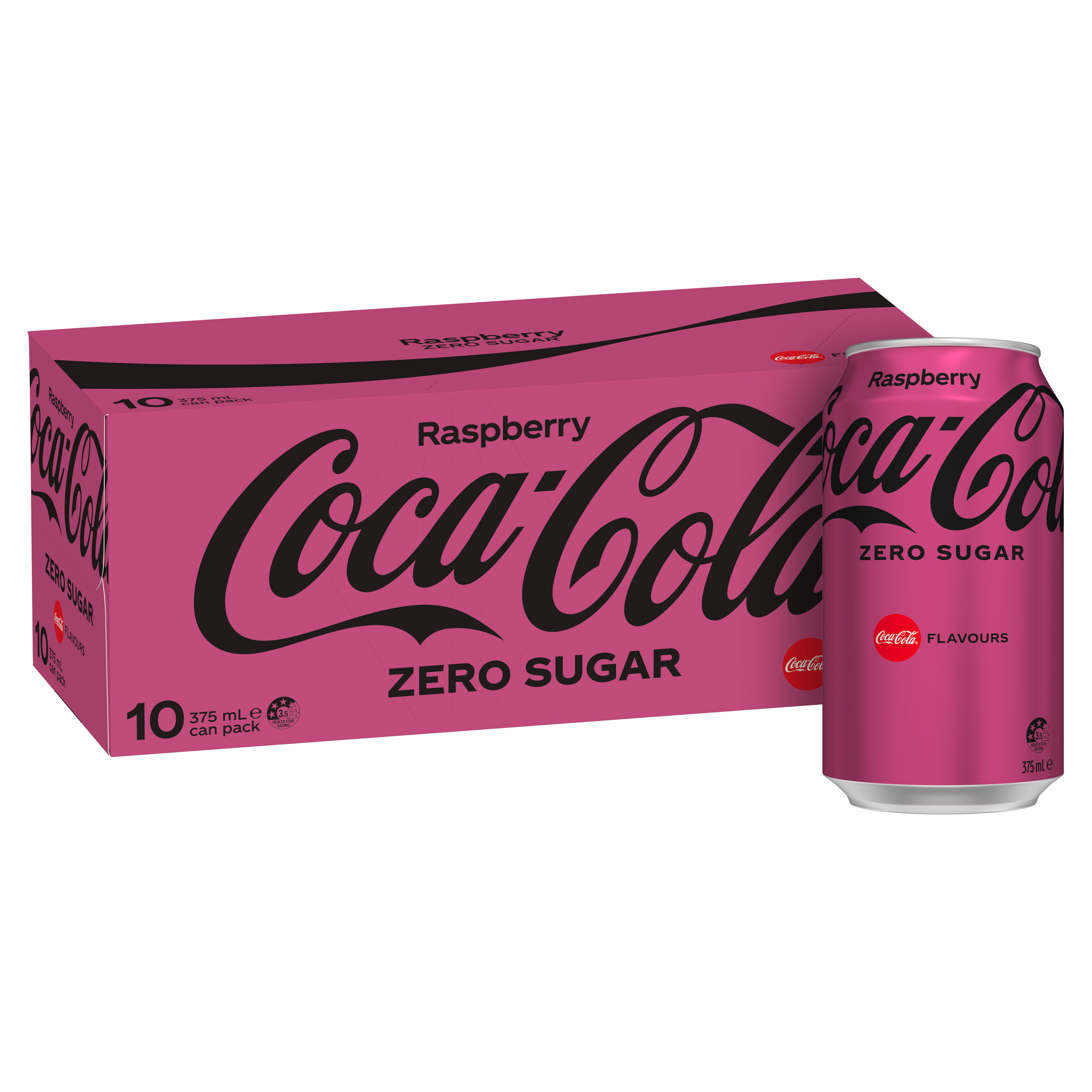 Coca-Cola Raspberry Zero Sugar Soft Drink 10 x 375ml pack