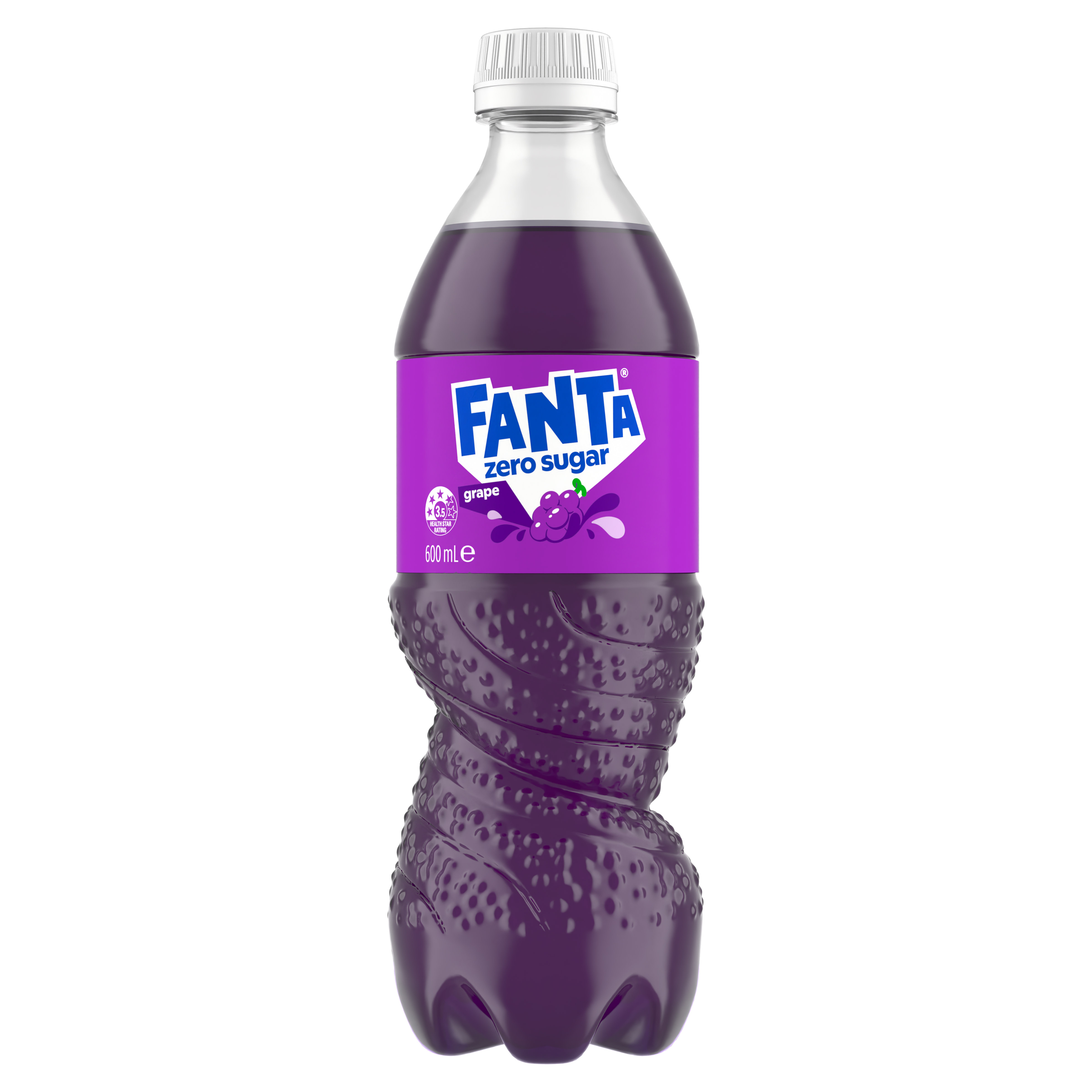 Fanta Grape Zero Sugar Soft Drink Bottle 600mL pack