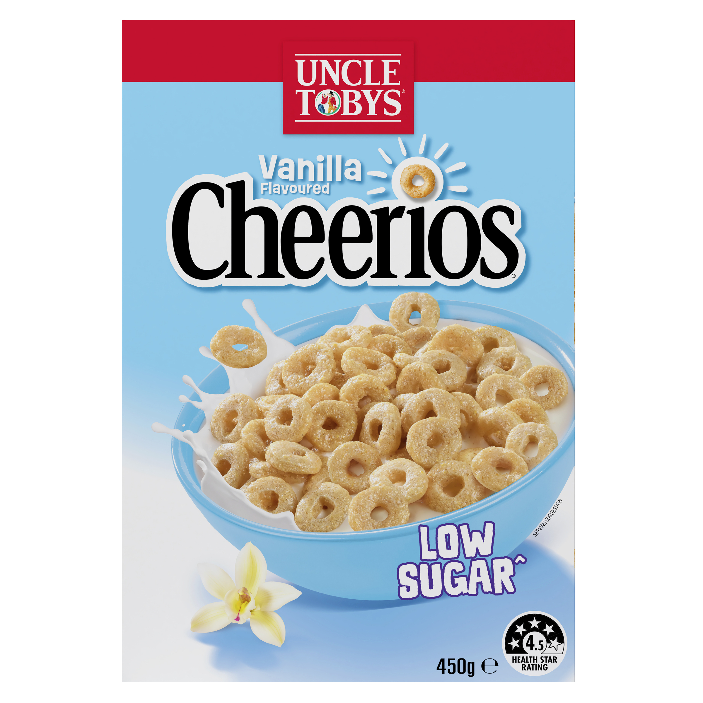 UNCLE TOBYS CHEERIOS Low Sugar Breakfast Cereal Vanilla Flavour 450g pack